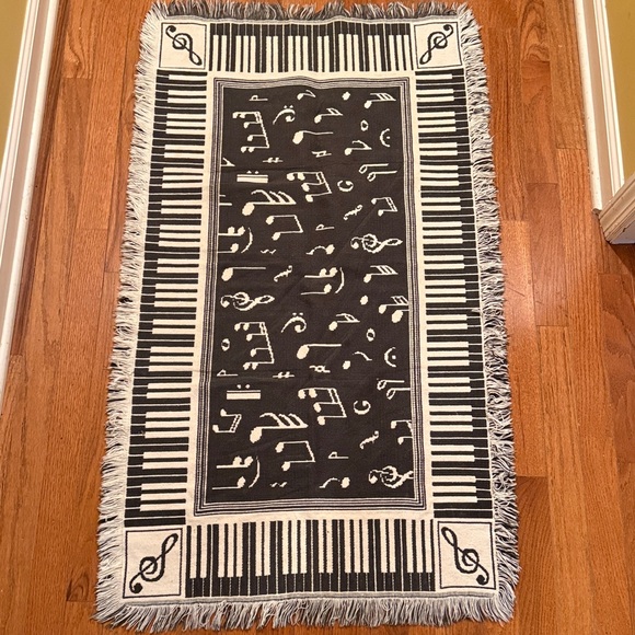 Piano music note Friendship House Melody Tapestry Music Rug EUC frm Music Studio - Picture 4 of 9